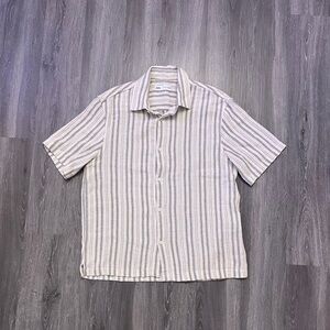 Zara Striped Linen Blend Shirt Size Men's Large